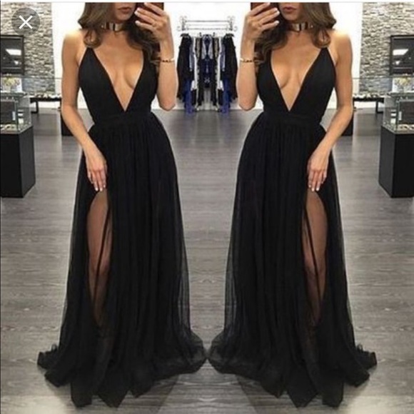 Dresses & Skirts - Low plunge sheer gown